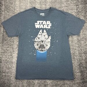 NEW Star Wars Millennium Falcon T Shirt Men's L Mad Engine Blue Graphic Tee